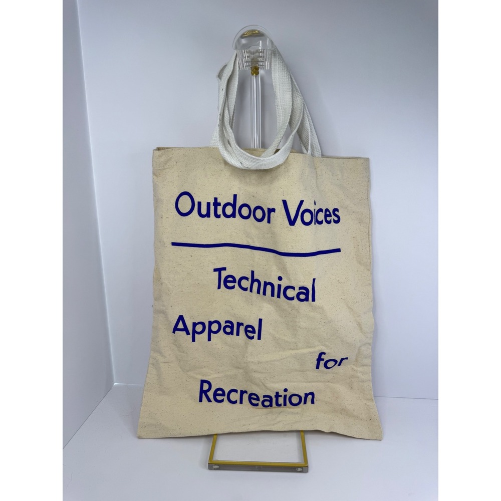 Outdoor Voices Canvas Tote Bag Cream Blue Technical Apparel for Recreation‎